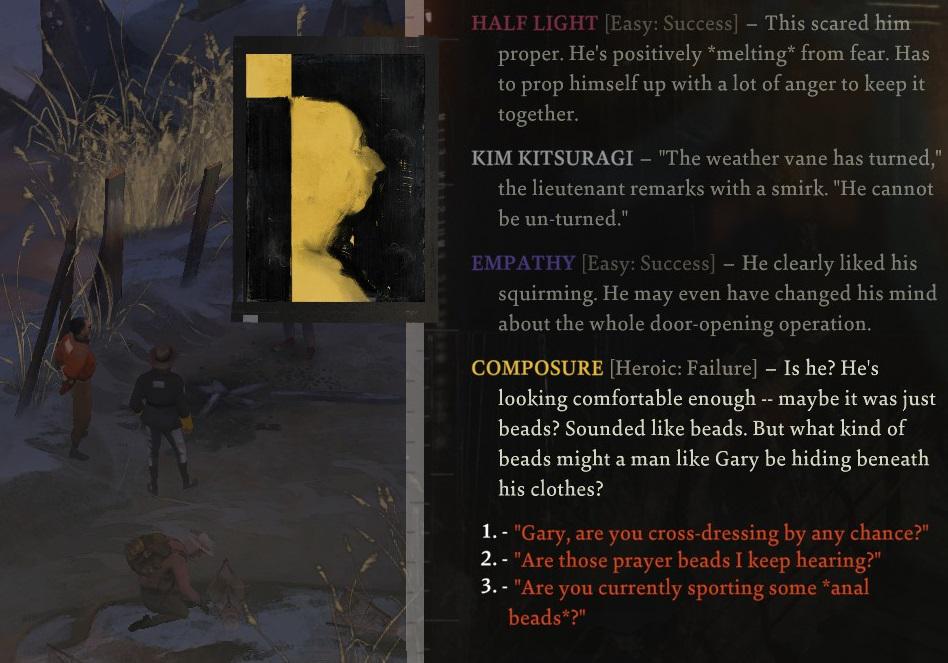 Failing rolls is part of the game in Disco Elysium.
